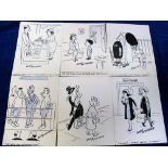Original pen & ink cartoons, a large quantity of pen & ink cartoons by Geoff Hutchinson,