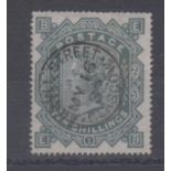 Stamp, GB, 10/- greenish grey 1867-1883 SG128, plate 1, fine used, with Argyll St Glasgow circular