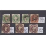 Stamps, GB, embossed issues, 1847-1854 SG54-60, a few with shaved margins, gen gd (7)