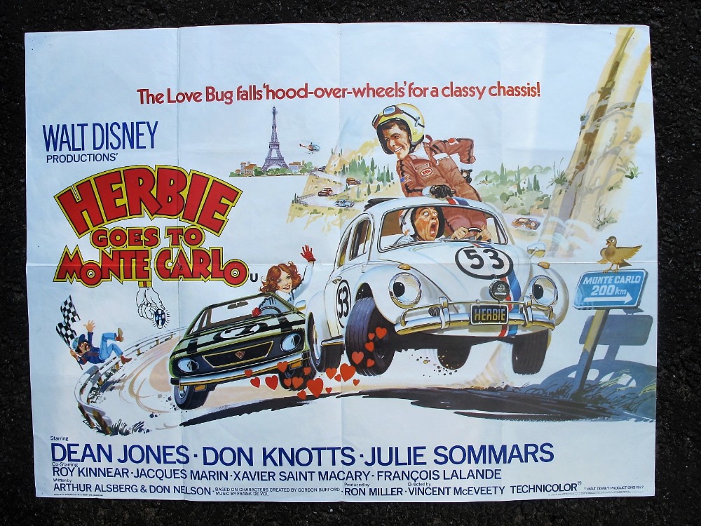 Cinema Posters, Herbie selection, 2 UK Quads for Herbie Goes To Monte Carlo (1977) & Herbie Rides