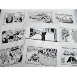 Militaria, a collection of 13 b/w printed comic cartoon images by 'Kem' pre & early WW2, published