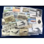 Postcards, Aviation/Military, Airships (25) British, German & French, mainly WW1 period, a few RP's,