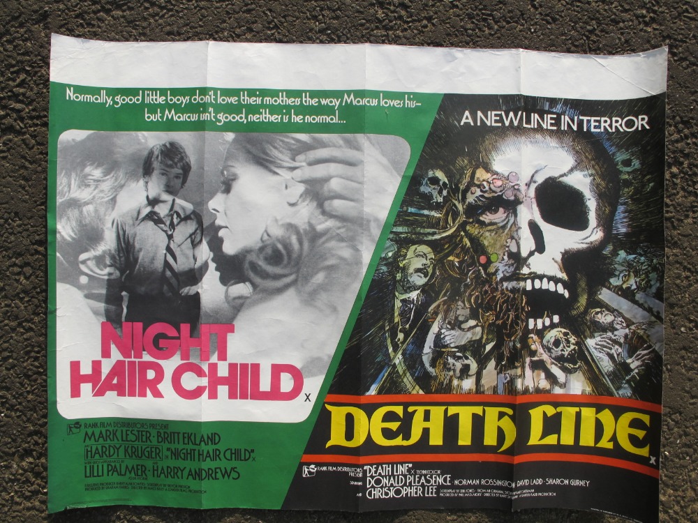 Cinema Poster, Death Line / Night Hair Child UK double bill Quad poster featuring the notorious