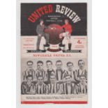 Football programme, F.A .Charity Shield, 1952, Manchester Utd v Newcastle, (line-up page grubby