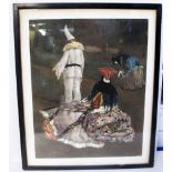 Art, Romeo Costetti 1871 -1957 framed & glazed colour monotype on paper picturing a Pierrot & 2