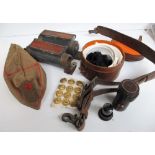 Militaria, small selection inc. a WW2? side cap, R & J Beck telescope eye piece in original case,