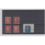 Stamps, GB, Victoria, four 1d Reds Stars, all mint, different shades all perf 14 watermark large