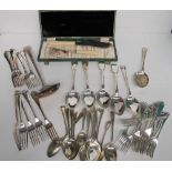 Silver plated flatware, approx 40 pieces including spoons, forks, tea spoons etc, sold with a silver