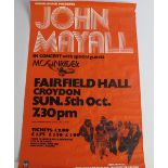 Music Poster, John Mayall, Fairfield Hall, Croydon gig poster, with support from Moonrider, 5th