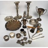 Silver & silver plate, a mixed selection inc. hallmarked silver mustard & salt pots, a small