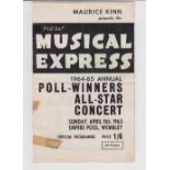 Music Memorabilia, The Beatles, Rolling Stones, Kinks - NME Poll-Winners Wembley concert