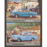 Transport, Vauxhall Motors, 2 vintage colour posters, for car models Velox & Victor, printed by