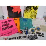 Music Memorabilia, Pirate Radio, Free Radio Association, collection of promotional items from the