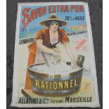 Advertising Poster, a large vintage French Soap advertising poster 'Savon Extra Pur', le
