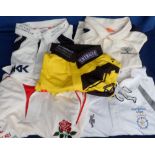 Cricket Autographs, a collection of 5 modern replica cricket shirts, each bearing multiple