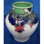 Collectables, Royal Doulton Art Nouveau stoneware vase, Fuchsia design 8672L, 16 cm high with artist