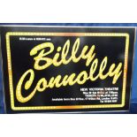 Entertainment, Billy Connolly, a silk screen advert on enamel for the Mel Bush presentation 'Billy