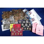 Coins, a collection of mainly GB coins, farthings to commemorative Crowns plus 3 boxed sets,