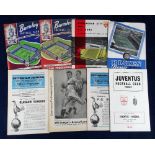 Football programmes, British v Foreign selection, home and aways inc. Juventus v Arsenal 1959,