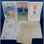 Football programmes, small collection of early post-war England issues, homes v Sweden & France,