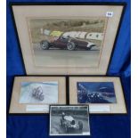Motor Racing, a framed b/w photo showing Jack Lemon Burton in Type 35 Bugatti, dedicated & signed in