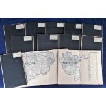 Maps, Anon, a collection of 12 vintage linen maps all with population details, unknown publisher,