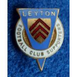 Football badge, vintage Leyton Football Supporters Club enamelled badge, by H W Miller, pin back (