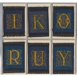 Tobacco silks, Turmac, Woven silk illustrated Alphabet letters, a mixed selection of 31 , Series