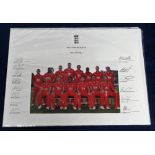 Cricket autographs, a printed card showing colour photograph of the England ODI squad for the