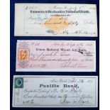 USA cheques, mainly 1860-90, inc. Farmers & Mechanics National bank of Mercer 1882, Union National