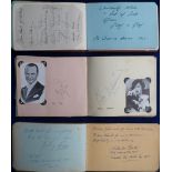 Autographs, 3 Autograph albums containing a selection of signatures obtained in the 1940/50's, all