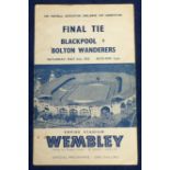 Football programme, FAC Final 1953, Blackpool v Bolton, 2nd May (sl creasing, some foxing and