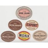 Beer labels, Wm Younger, 6 different labels for their Monk Export Brand, horizontal v.o's, (gen