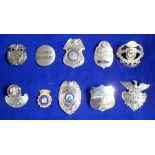 Badges, a collection of 8 original USA Police badges, some enamelled, for Portland, Oregon,