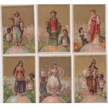 Trade cards, Liebig, The Continents with Women in Costume, ref S150 (set, 6 cards) (gd)