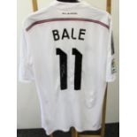 Football signed shirt, Gareth Bale, Real Madrid & Wales, a replica Real Madrid shirt bearing
