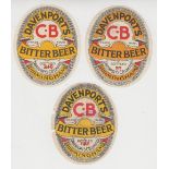 Beer labels, Davenport's C B Ltd, Birmingham, Bitter Beer, 3 different v.o's numbered 83, 191 and