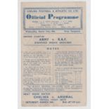 Football programme, at Stamford Bridge, Chelsea, Army v RAF, 13 March 1946, players include