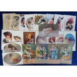 Postcards, Glamour/Romance, a selection of 24 artist-drawn cards inc. Nanni, Corbella, Pearl Fidler,