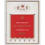 Collectables, Peek Frean's special gift tin list booklet for coronation year 1953, superbly