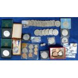 Coins, mostly GB selection, incl. 2 x 1951 Festival of Britain boxed crowns, a set of 9 x 1953 UK