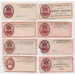 Beer labels, Watney Combe Reid & Co Ltd, a selection of 8 small horizontal rectangular labels c.1910