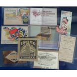 Tobacco advertising, USA, 10 advertising items, mostly USA inc. folding card for General Arthur