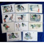 Postcards, a good collection of 11 Golly cards illustrated by Florence Upton and all published by