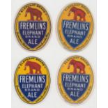 Beer labels, Fremlin's, Maidstone, Elephant Brand Ale, 4 different v.o's, all approx. 95mm high (gd)