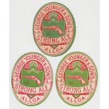 Beer labels, George Younger & Son's, Alloa, Scotland, Strong Ale, 3 different v.o's 95mm high (