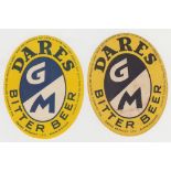 Beer labels, Dares Brewery Ltd Birmingham, GM Bitter Beer, Blue v.o (gd/vg) & Black (foxing) (2)