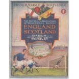 Football Programme, England v Scotland full International match played at Wembley, 12 April, 1924.