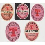 Beer labels, J & R Tennent's, Glasgow, Lager Beer 2 different size v.o's, Milk Stout 2 different