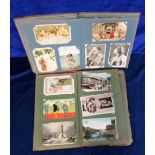 Postcards, original family collection of postcards in 2 vintage albums approx. 220 cards in total